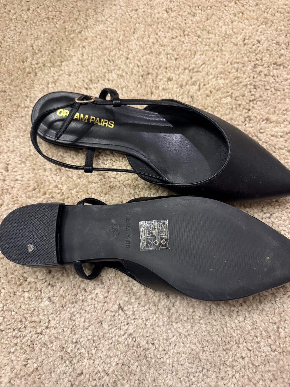 Black Pointed Slingback Flats - Picture 2 of 2